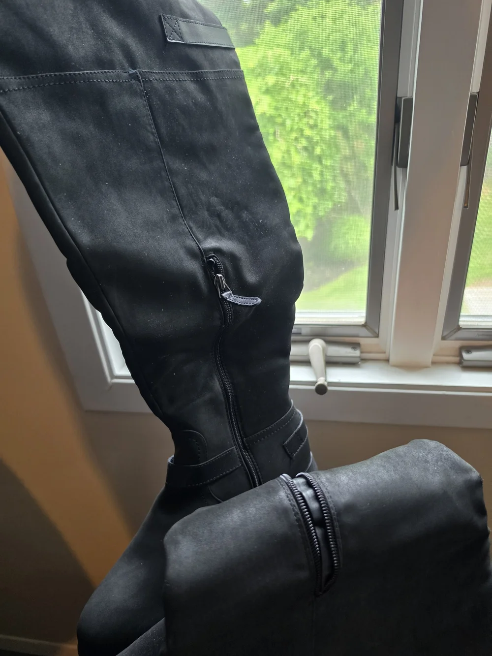 Tall Black Buckle Riding Boots - Women